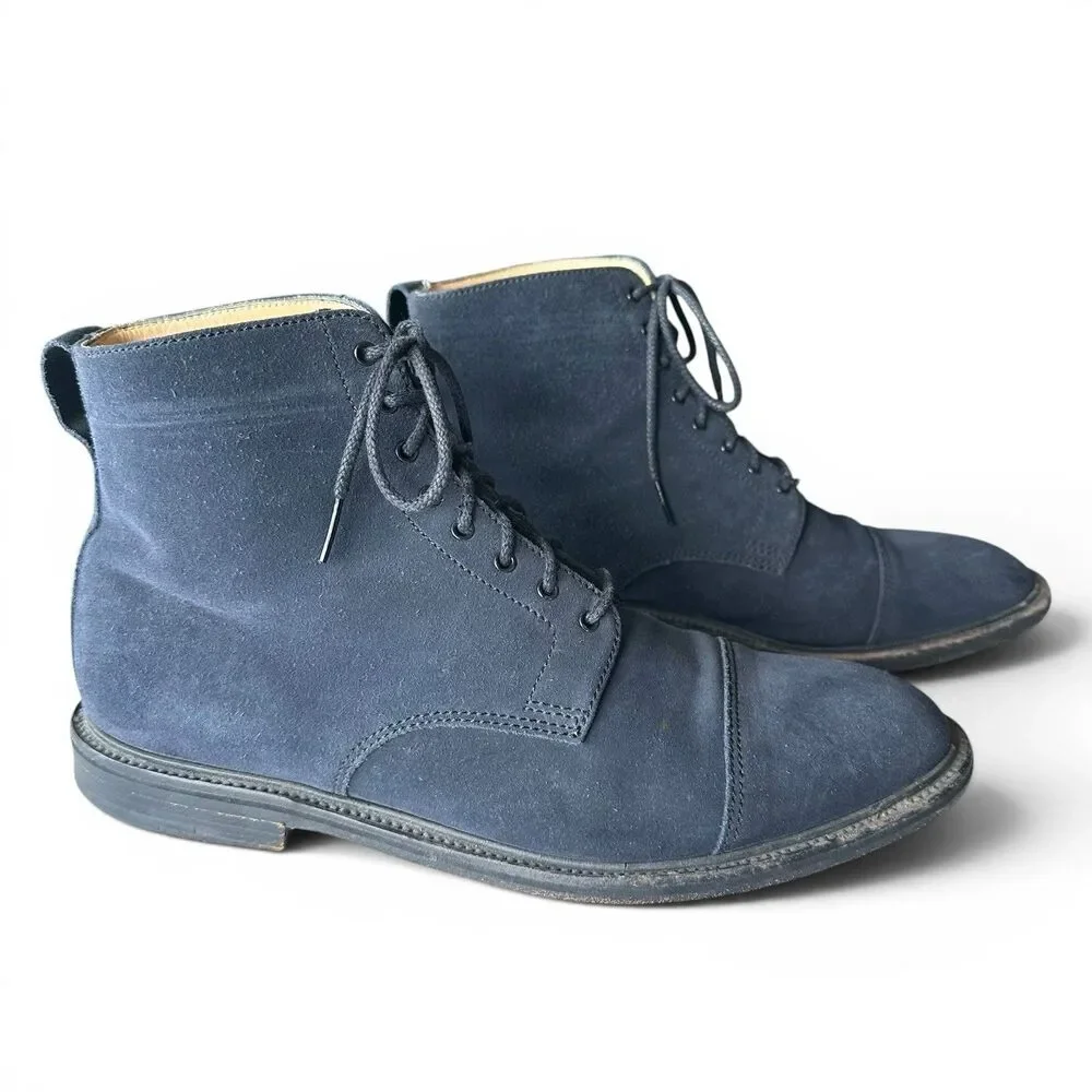 Alfred Sargent x J. Crew Men's UK 9.5 / US 10 Blue Suede Cap Toe Boots England